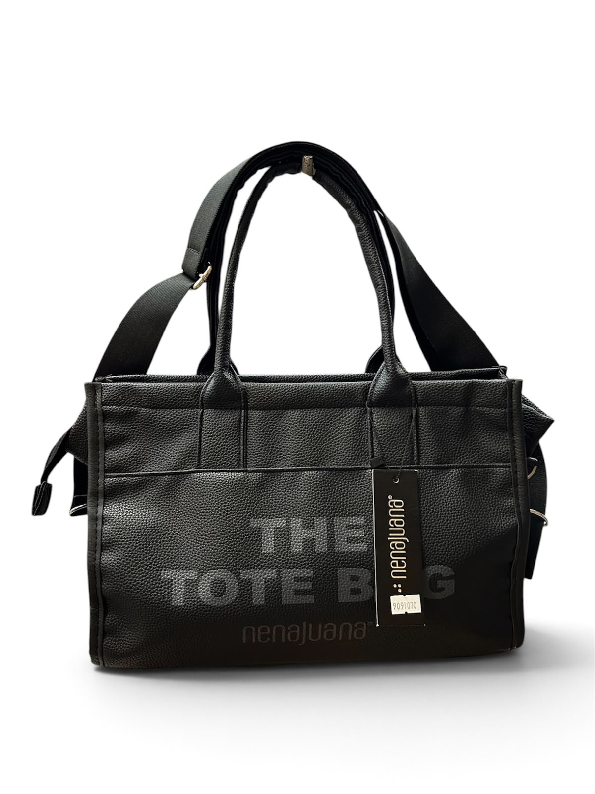 TOTE BAG CUERO SINTETICO - NEGRO
